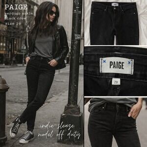 PAIGE Verdugo Ankle Jeans in Black Crow Skinny Indie Sleaze Model Off Duty Sz 29